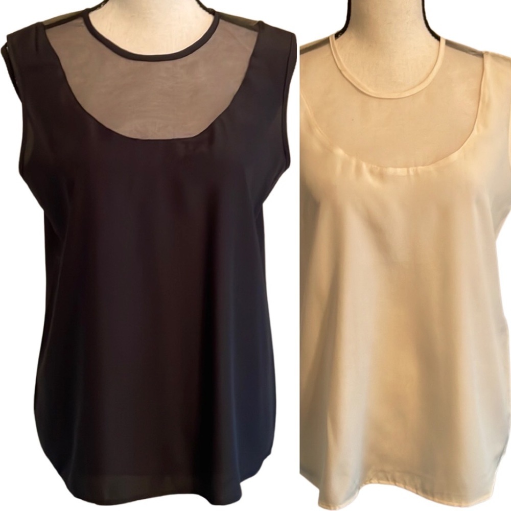 San Andre Sleeveless Tops with Mesh Inserts at Neck Bundle 2 Tops Size 10